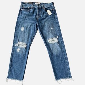 New Women’s Levi’s Jeans Wedgie Straight Fit Distressed Waterless Denim Size 24